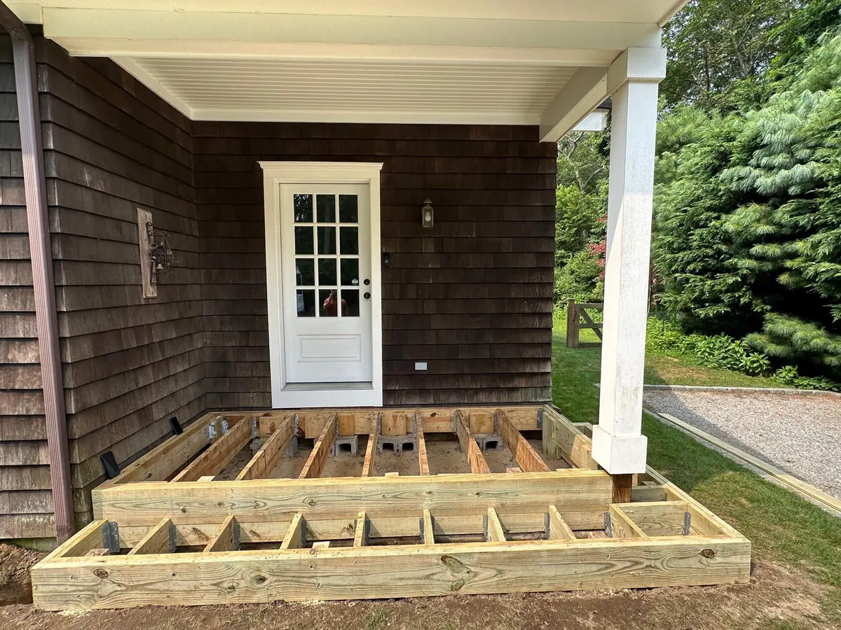 New deck framing under construction